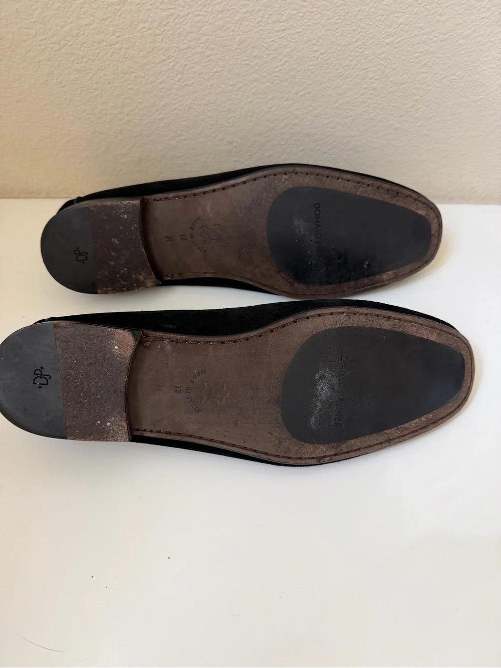Men's Donald Pliner Black Suede Bit Loafers with Blue Stitching